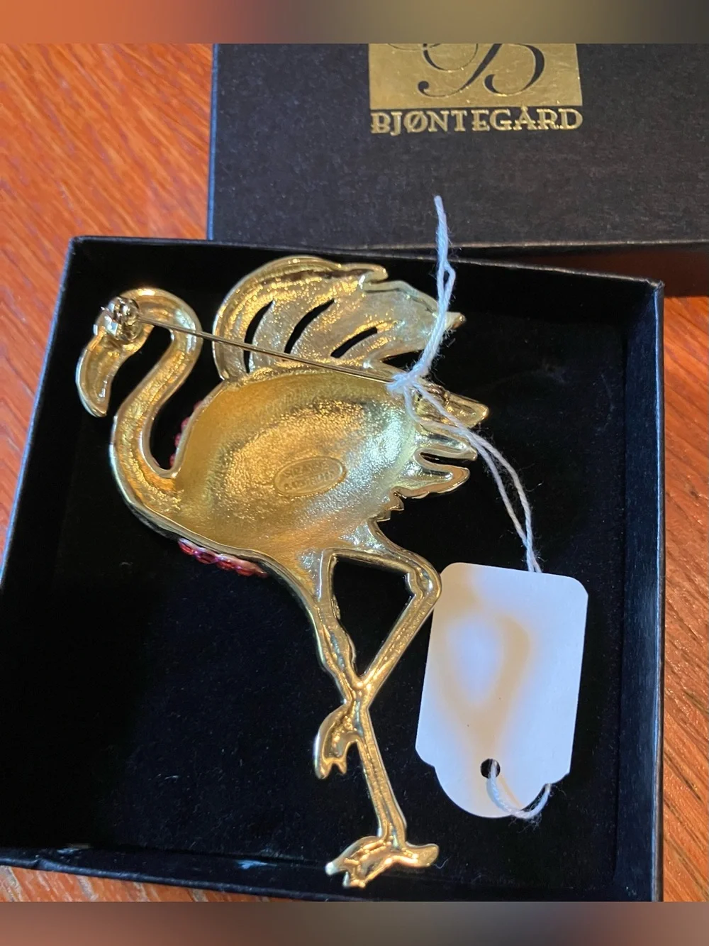 NEW Suzanne Bjontegard Pink Crystal Flamingo Brooch
